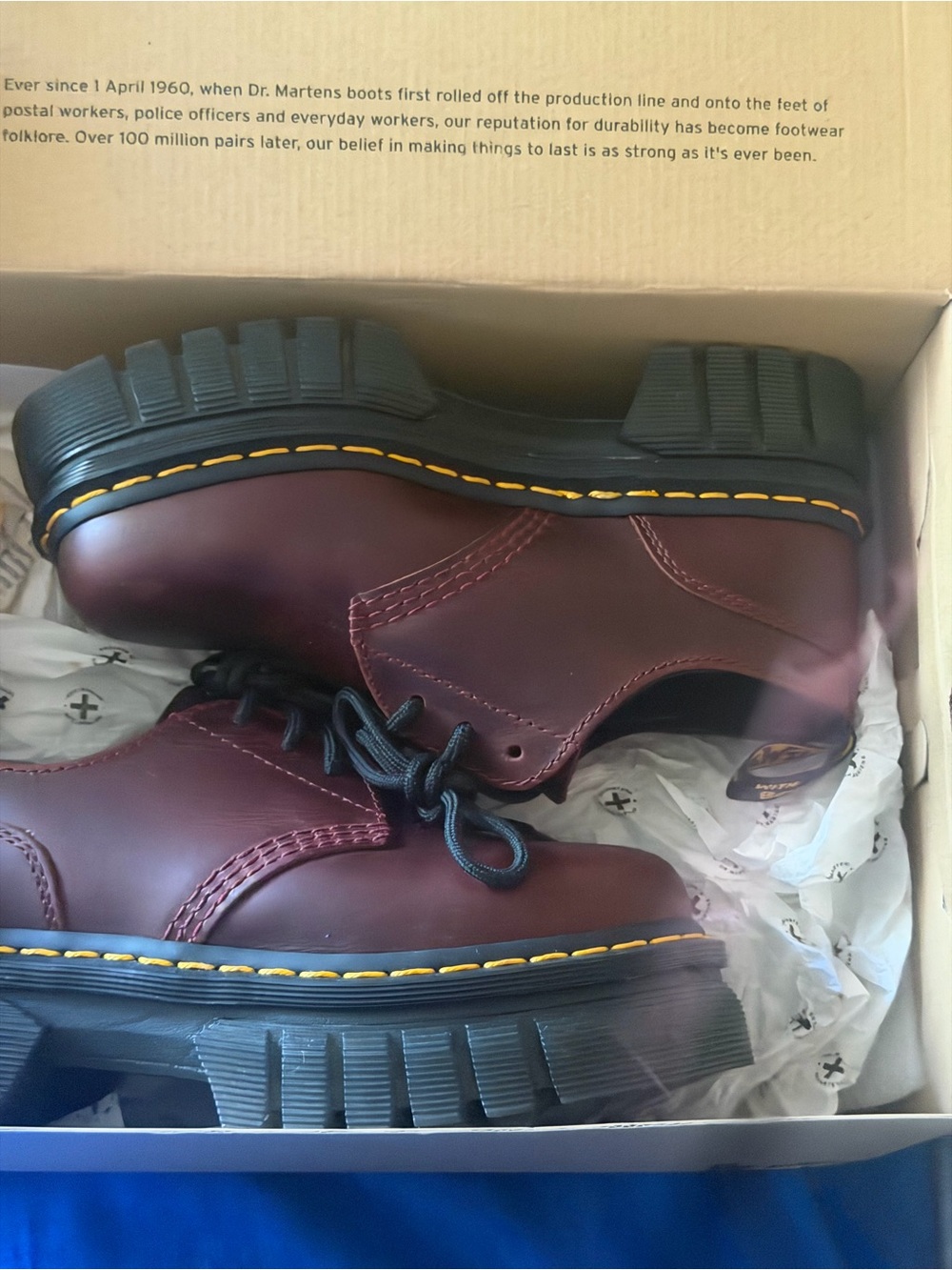 Dr. Martens Women’s Chunky Platform 3-Eye Oxford in Cherry